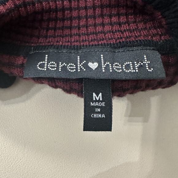 Vtg Derek Heart Turtleneck Top Womens M Striped Ribbed Slim Fit Grunge Y2K - Picture 10 of 12